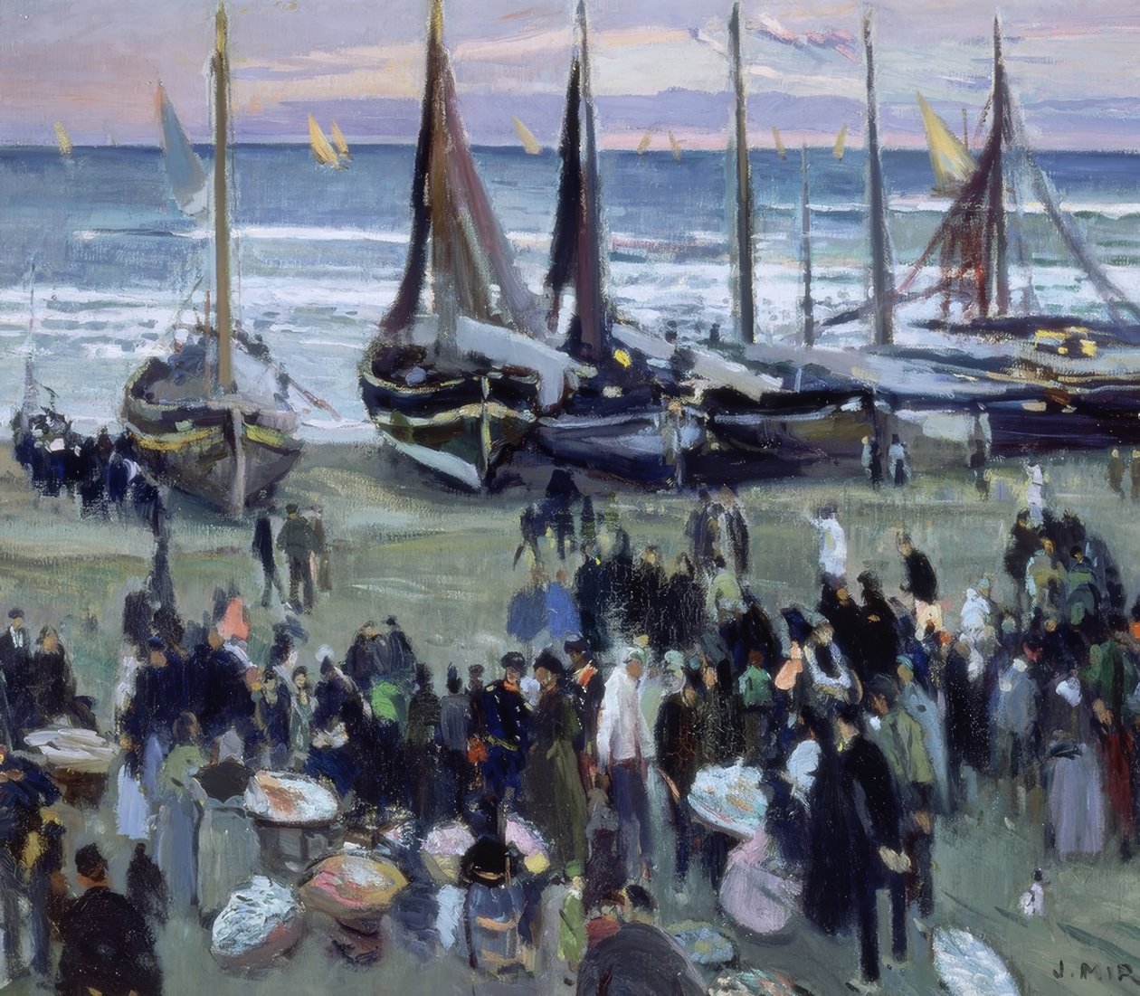 Fiskmarknad på stranden av Joaquim Mir i Trinxet