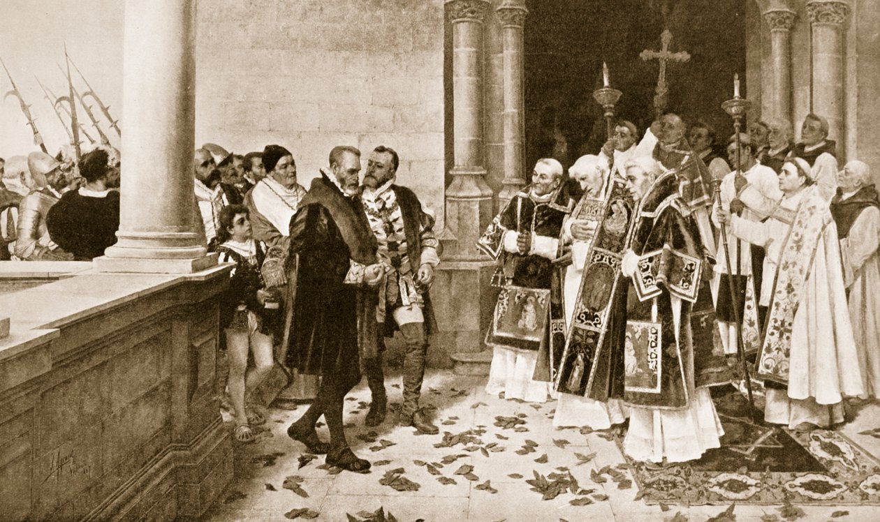 Karl V går in i ett kloster vid St. Yuste av Joaquin Agrasot y Juan
