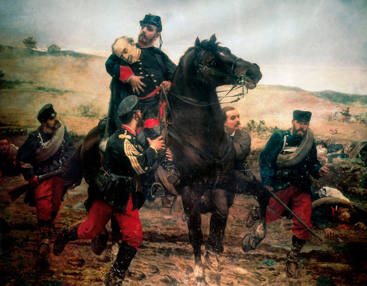 Marquis del Dueros död (tredje carlistkriget). Målning av Joaquin Agrasot And John (1836-1919) av Joaquin Agrasot y Juan