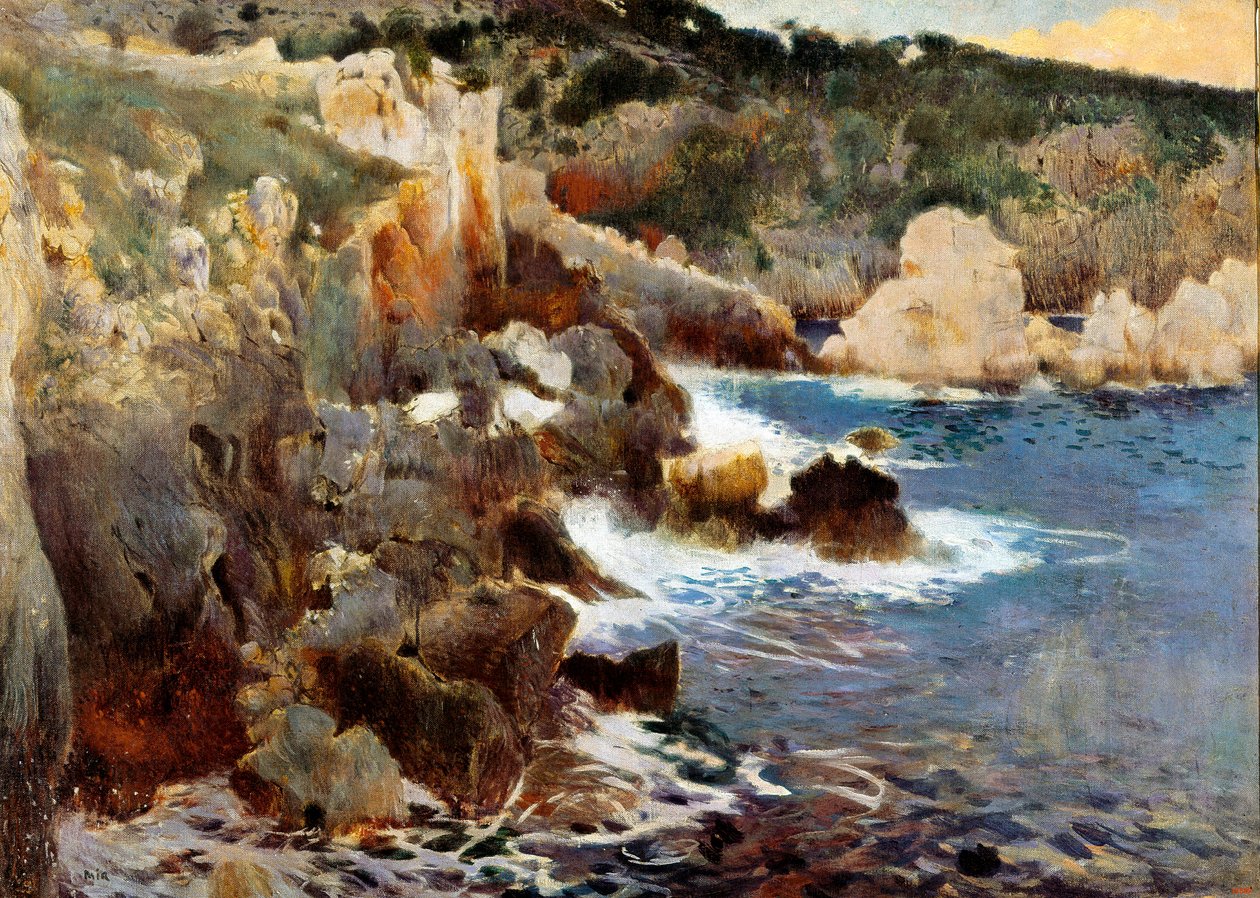 Förtrollad grotta (Majorca, Mallorca). Målning av Joaquim Mir i Trinxet (1873-1940), cirka 1901. Olja på duk. Barcelona, ​​Kataloniens nationella konstmuseum. av Joaquin Mir Trinxet