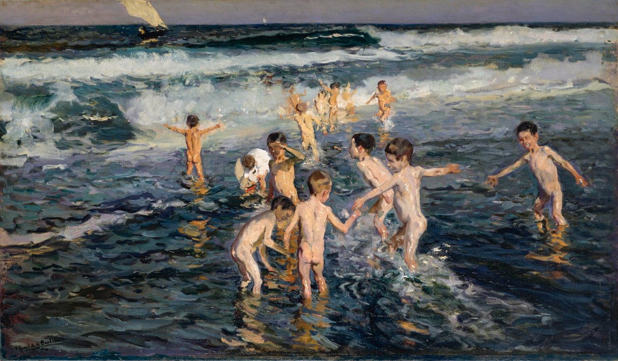 Bada barnen, 1899. av Joaquin Sorolla y Bastida
