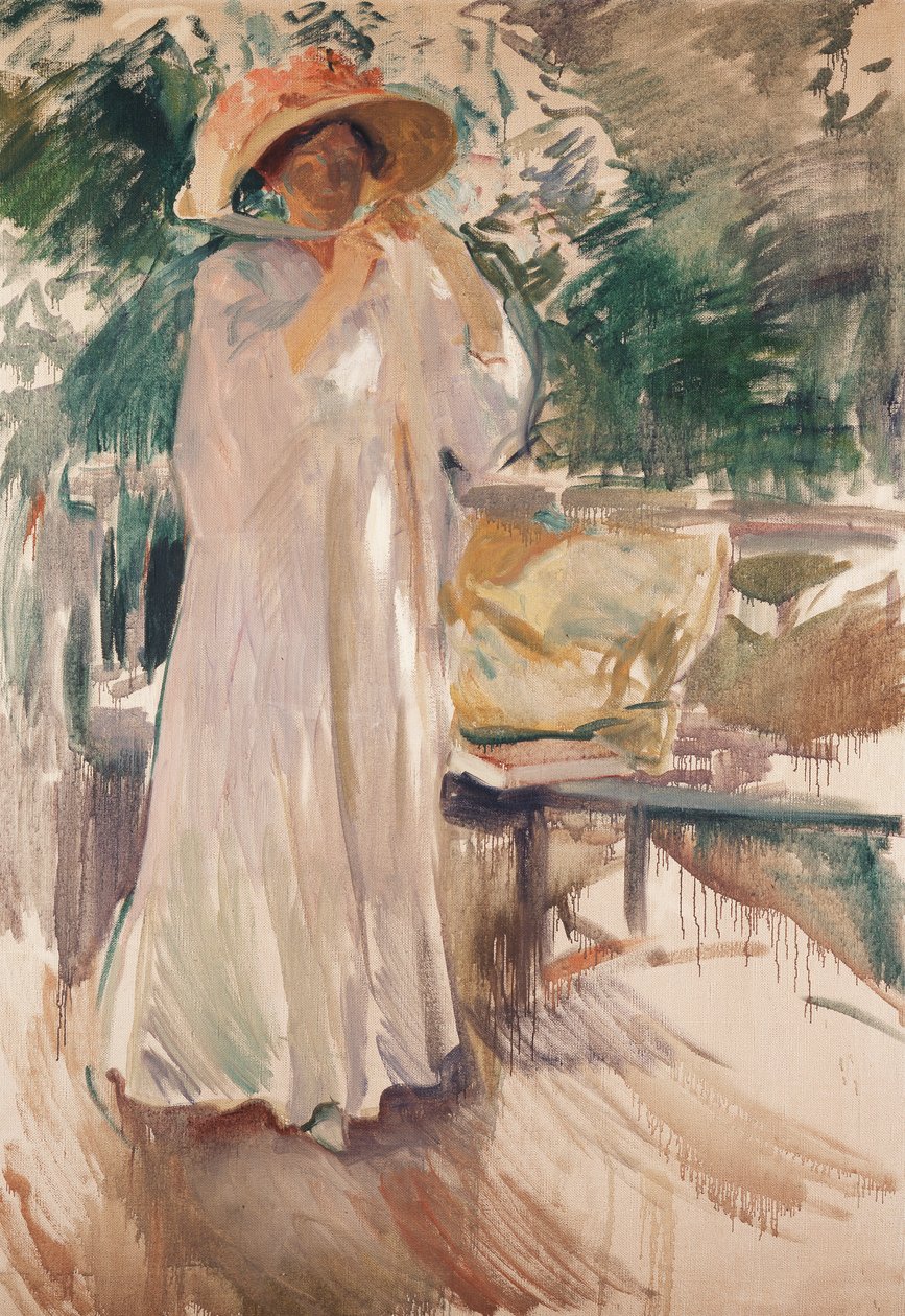 Clotilde i hennes trädgård, 1910 av Joaquín Sorolla