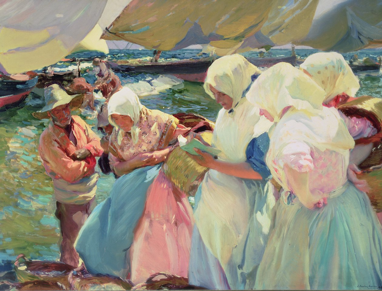 Fiskare på stranden av Joaquin Sorolla y Bastida