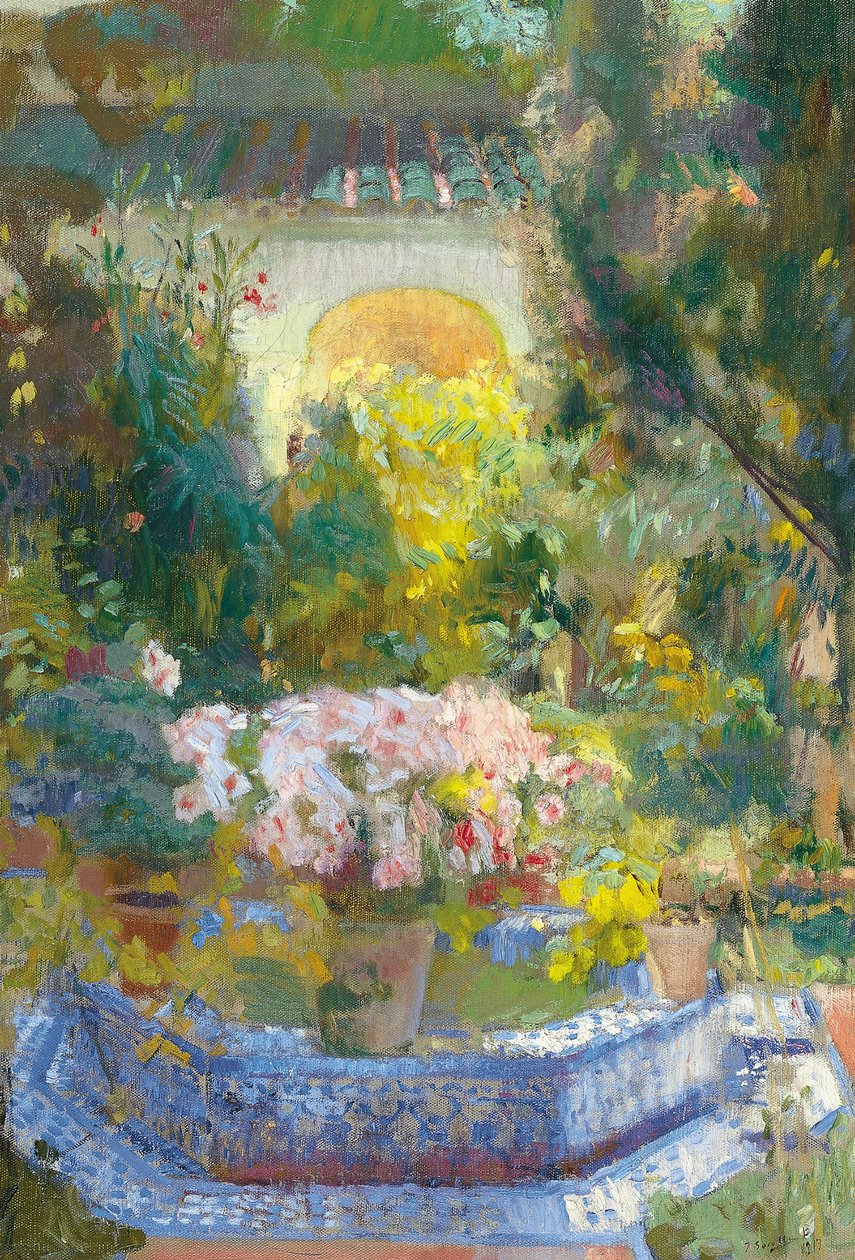 The Courtyard of the Sorolla House - Sorolla y Bastida, Joaquin (1863-1923) - 1917 - Olja på duk - 95,9x64,8 - Museo Carmen Thyssen, Malaga av Joaquin Sorolla y Bastida