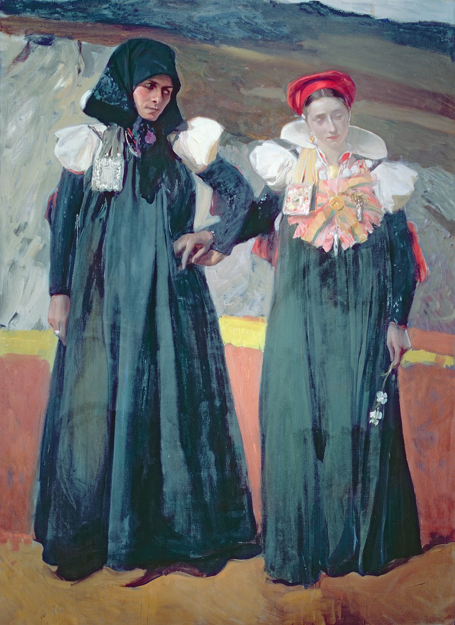 Traditionell klänning från Anso Valley av Joaquin Sorolla y Bastida