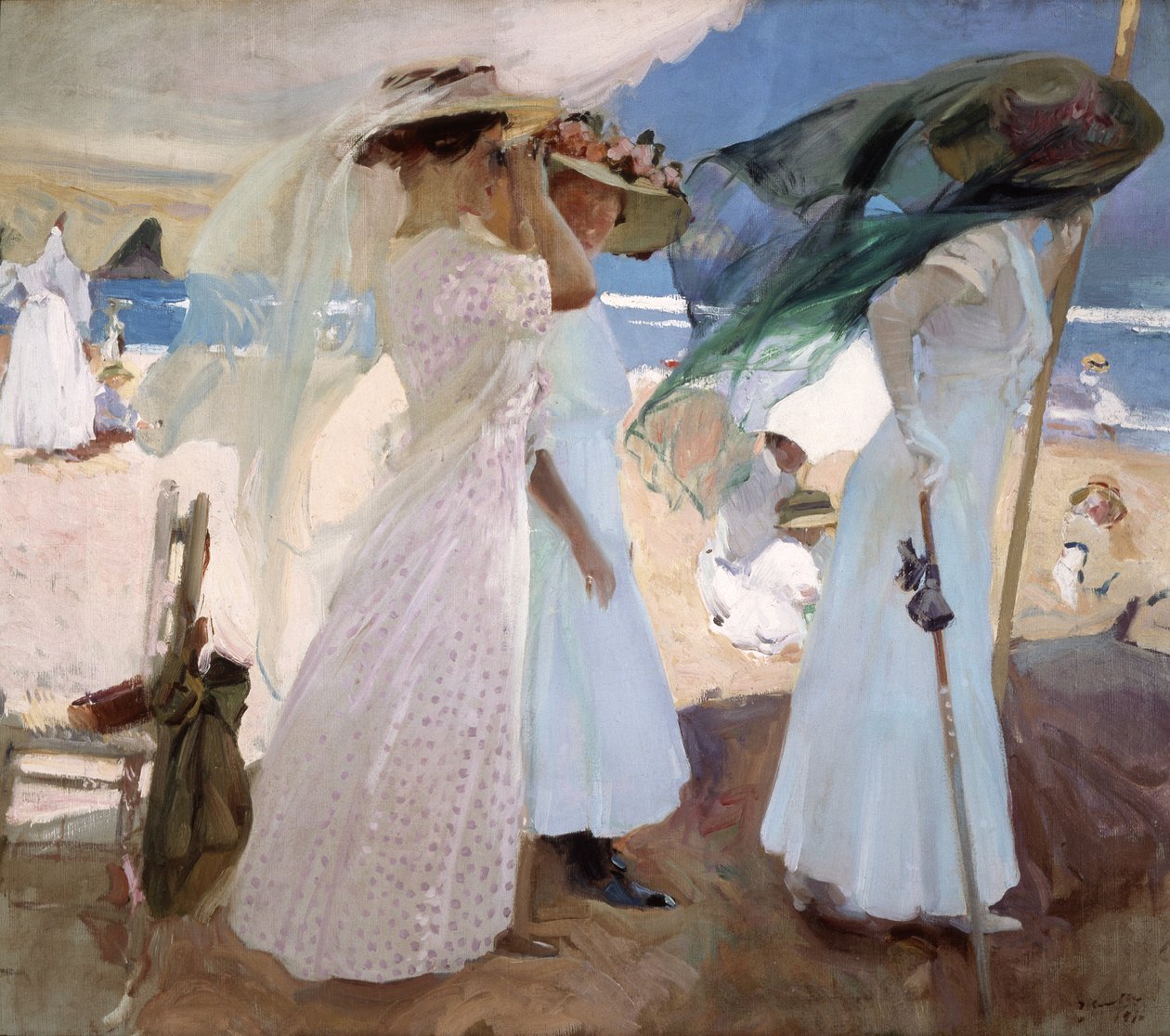 Under markisen, Zarauz av Joaquin Sorolla y Bastida