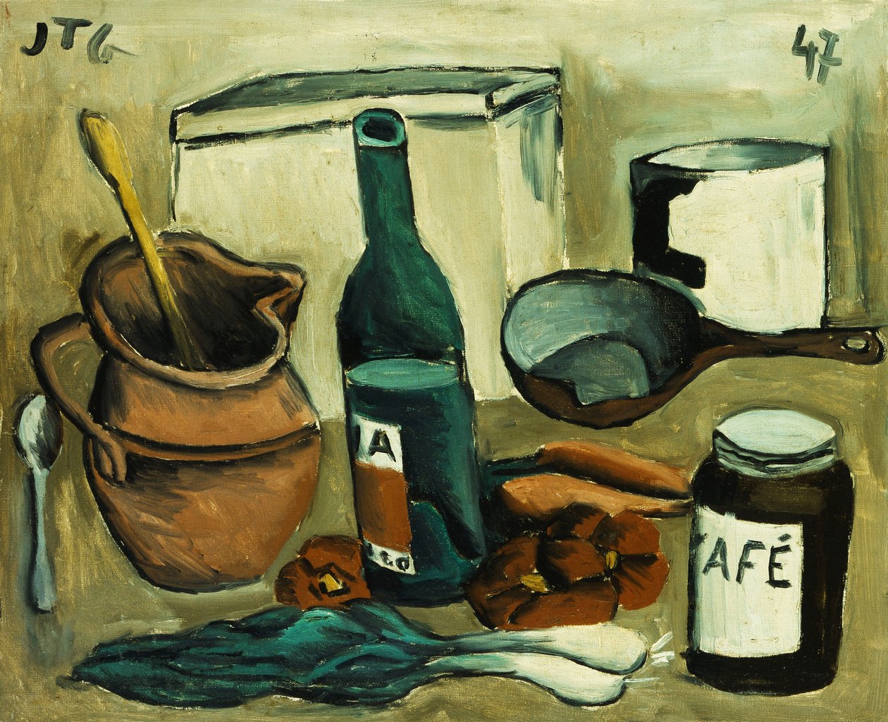 Stilleben; Låda med sju föremål; Naturaleza Muerta, Caja de Carton a Siete Tonos av Joaquin Torres Garcia