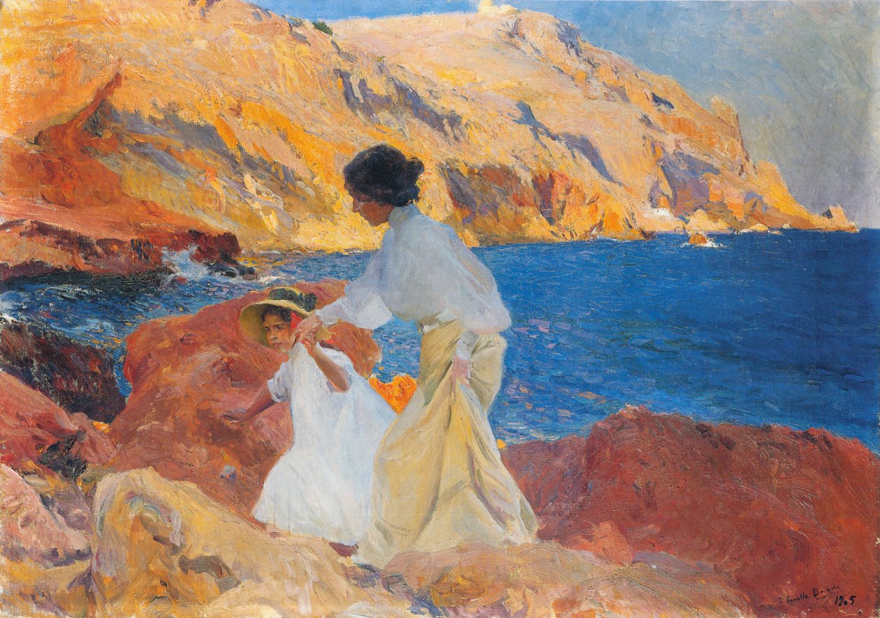 Clotilde y Elena en las Rocas av Joaquín Sorolla