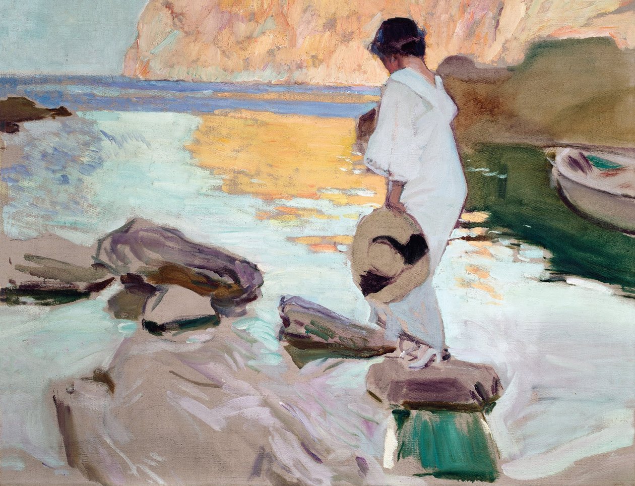 Elena at Cala de San Vicente av Joaquín Sorolla