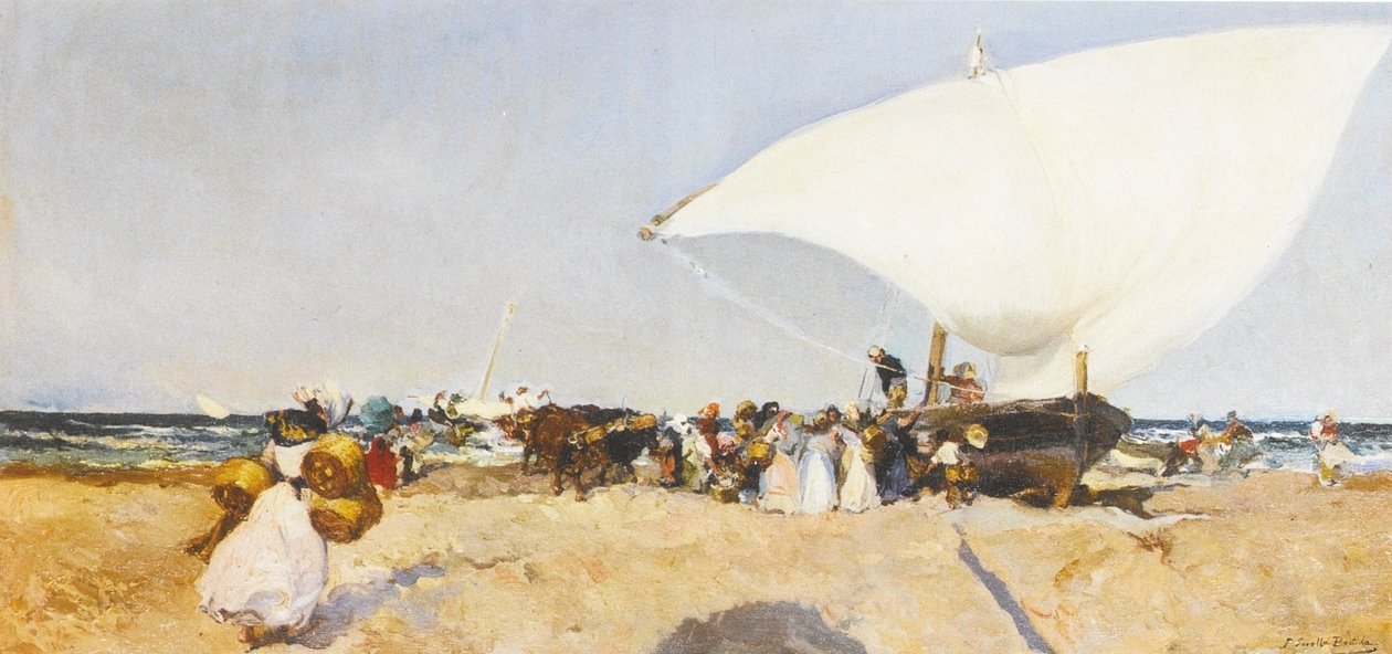 La Llegada de la Pesca  av Joaquín Sorolla