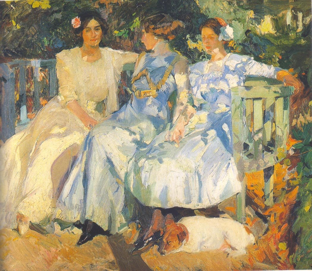 My Wife and Daughters in the Garden  av Joaquín Sorolla