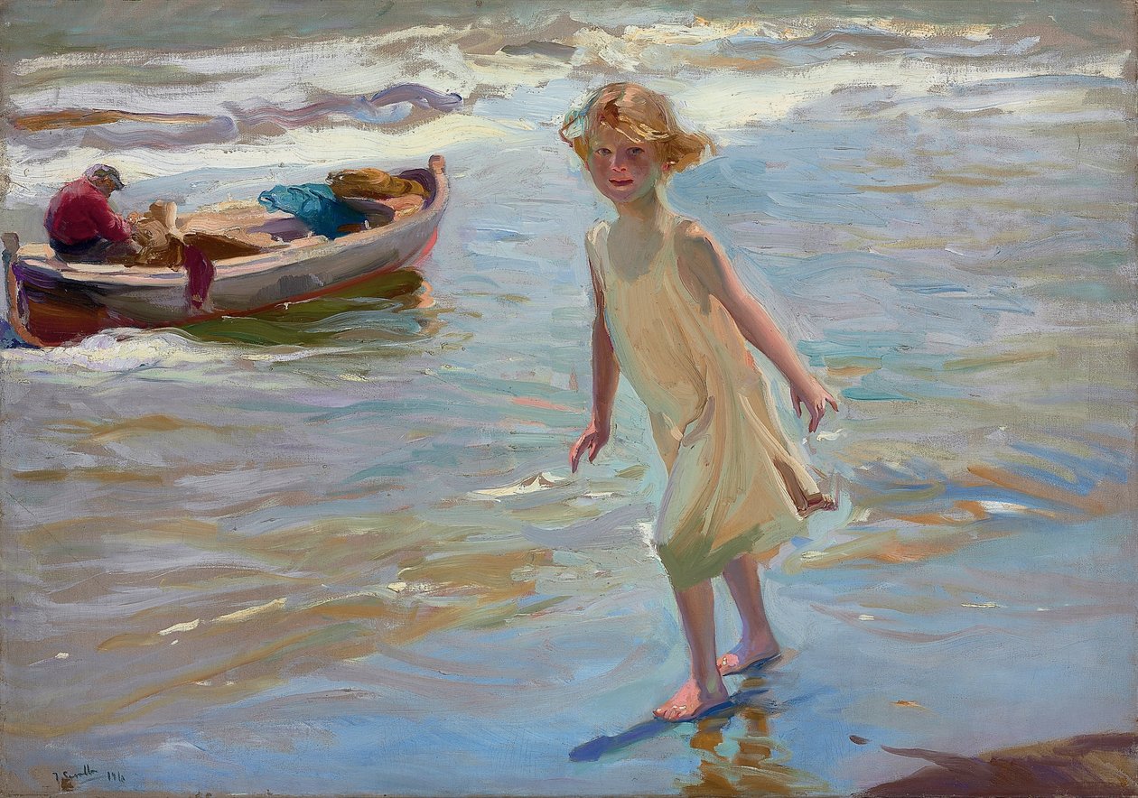 Flicka på stranden, Valencia av Joaquín Sorolla