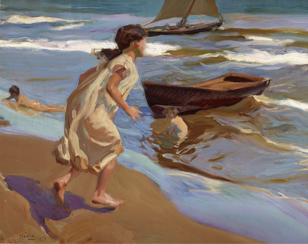Niña entrando en el baño  av Joaquín Sorolla