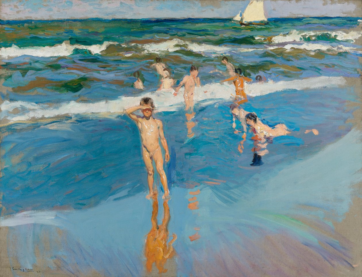 Niños en el Mar, Playa de Valencia   av Joaquín Sorolla