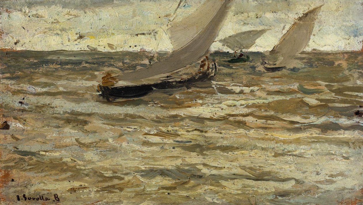 Salida de las barcas, Asturias  av Joaquín Sorolla