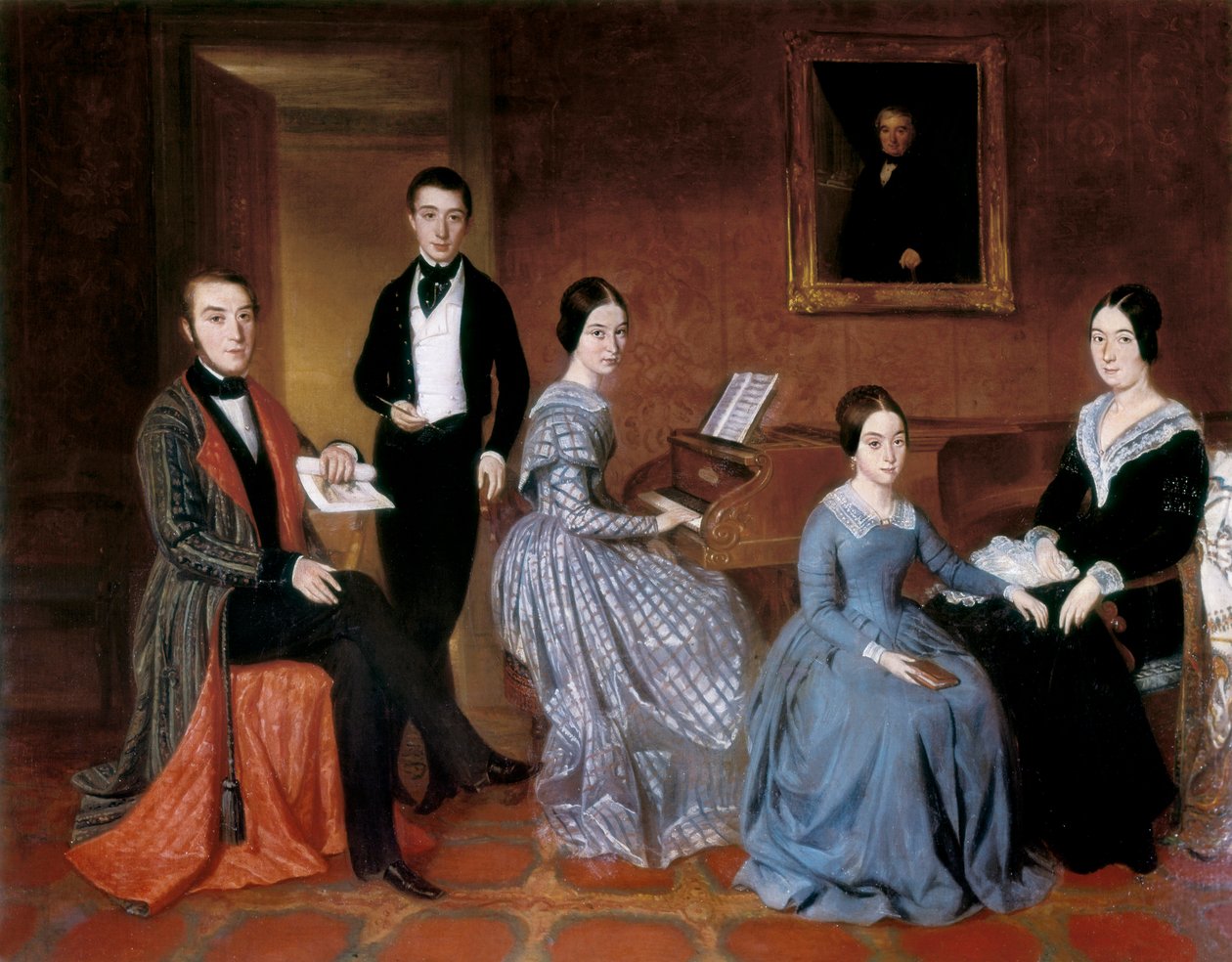 Familjen Flaquer. Målning av Joaquin Espalter y Rull (1809-1880). Olja på duk av Joaquín Espalter y Rull