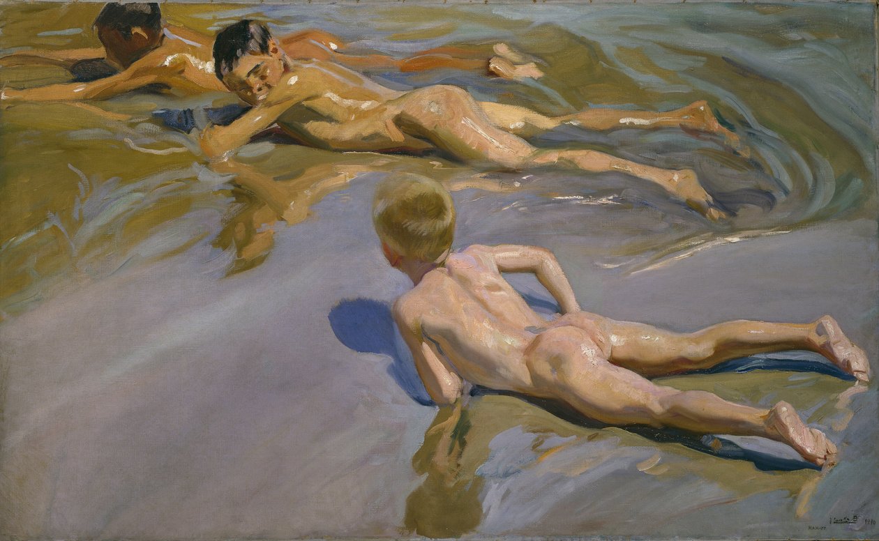 Pojkar på stranden, 1909 av Joaquín Sorolla