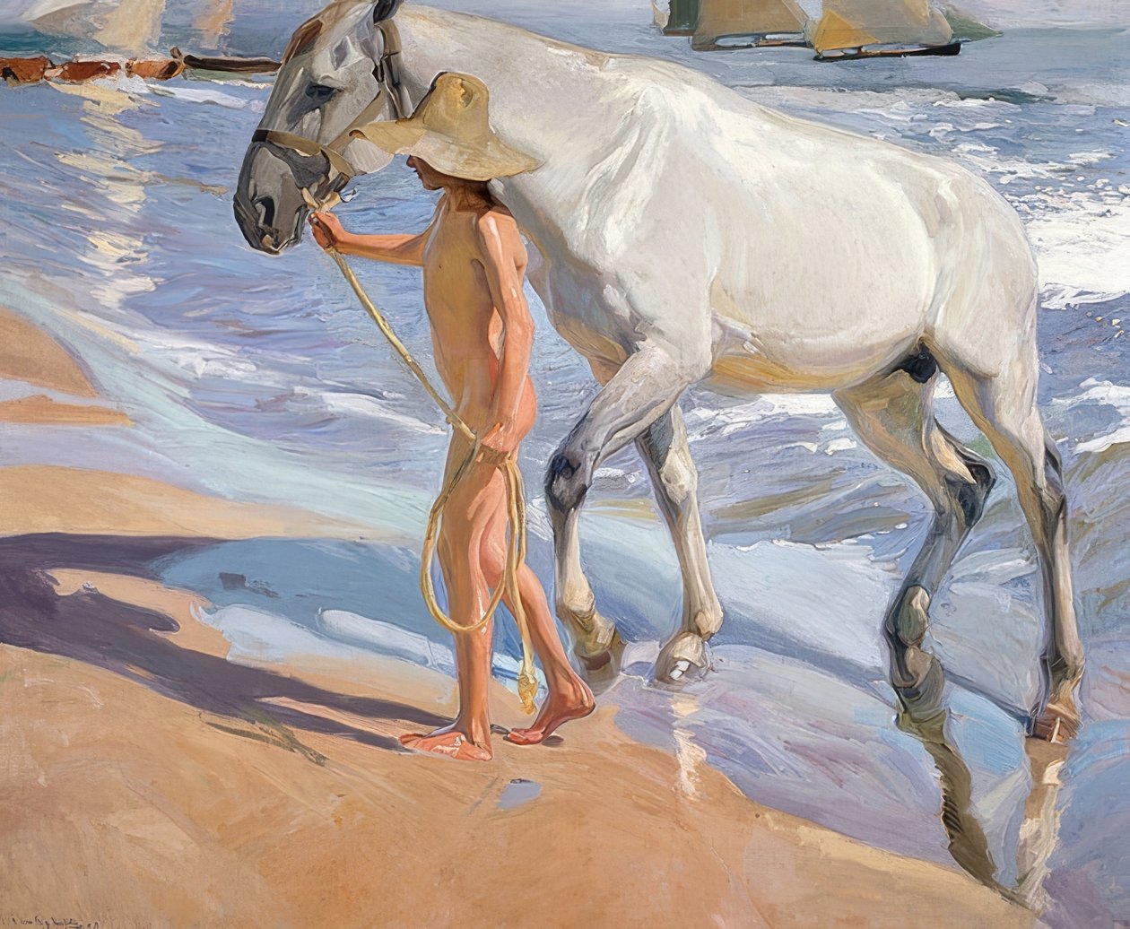 Hästens bad. 1909 av Joaquín Sorolla