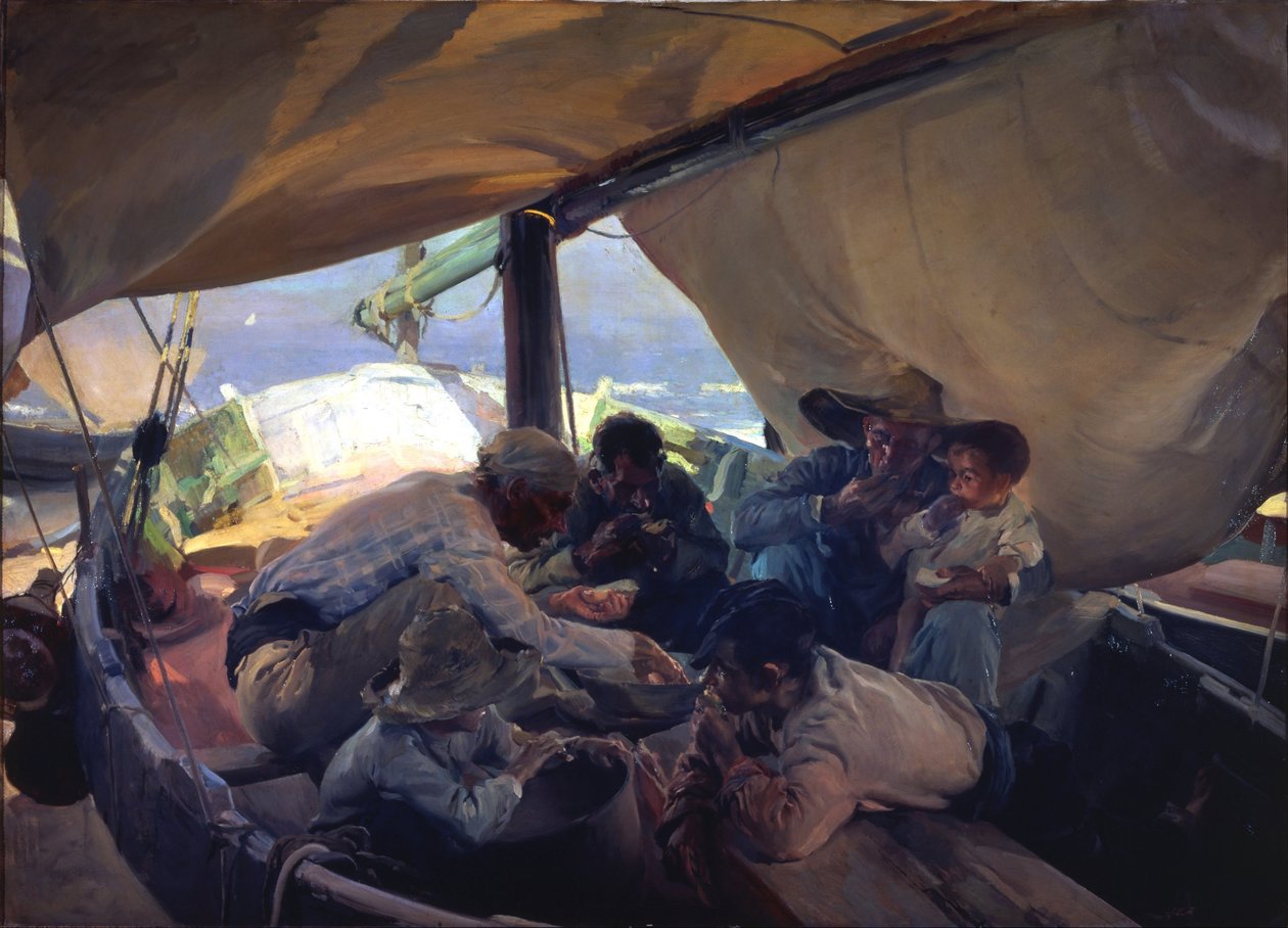Lunch på båten av Joaquín Sorolla