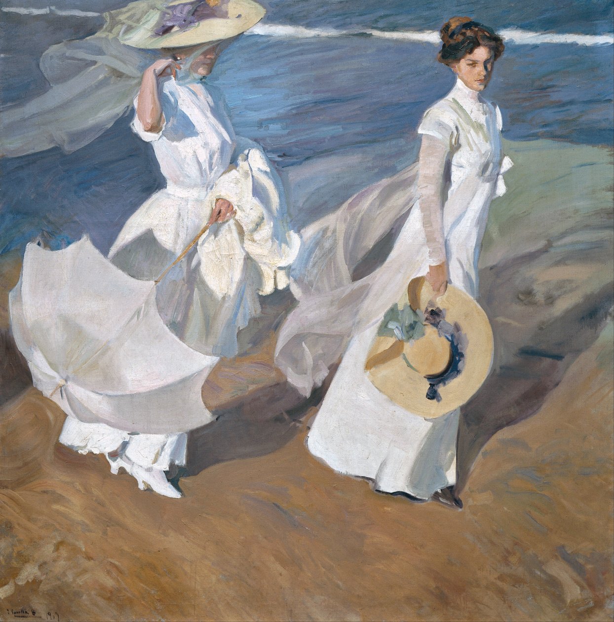 Strosa längs havsstranden av Joaquín Sorolla