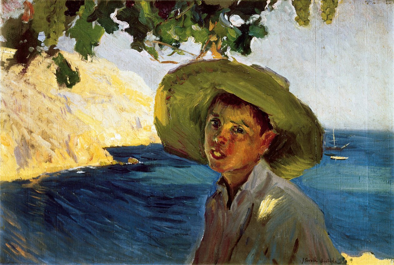 Pojken med sombreron, sent 1800 - tidigt 1900-tal (olja på duk) av Joaquín Sorolla