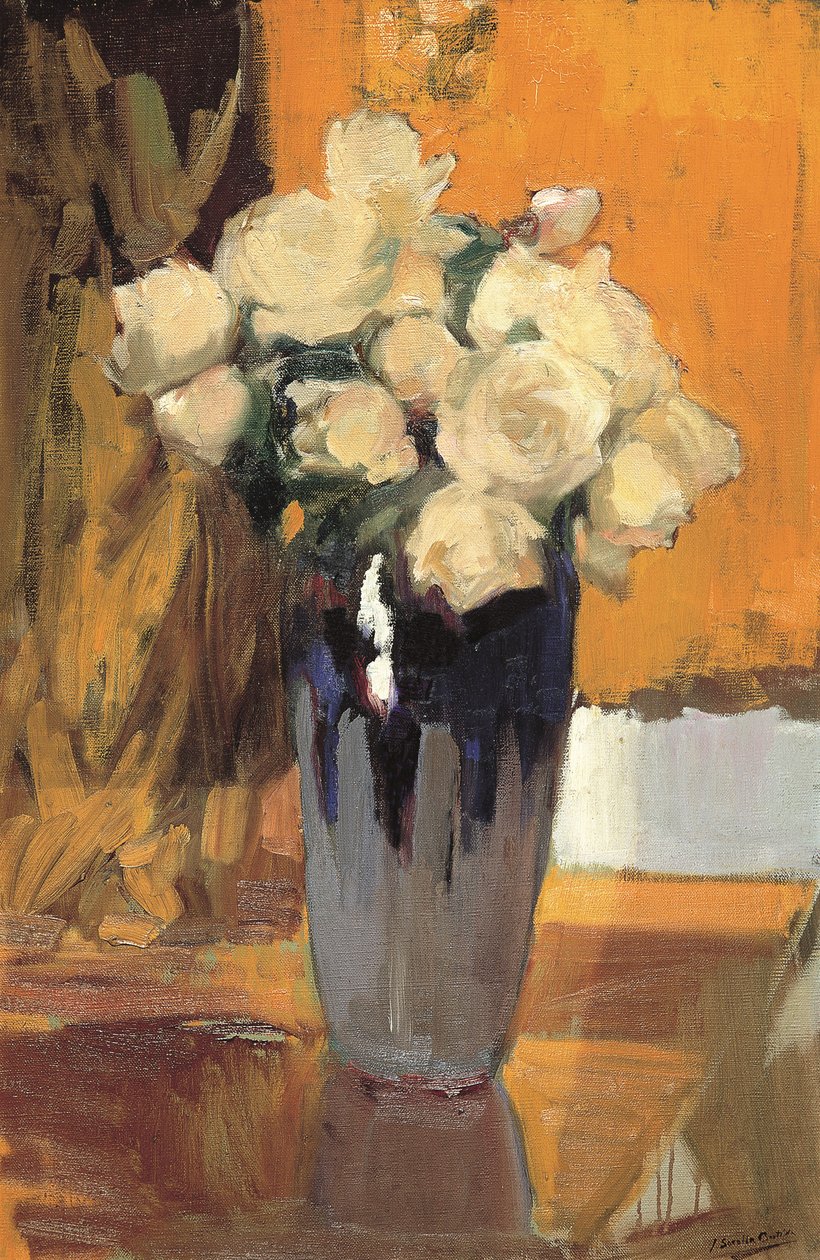 Vita rosor från min hemträdgård, 1920. av Joaquín Sorolla