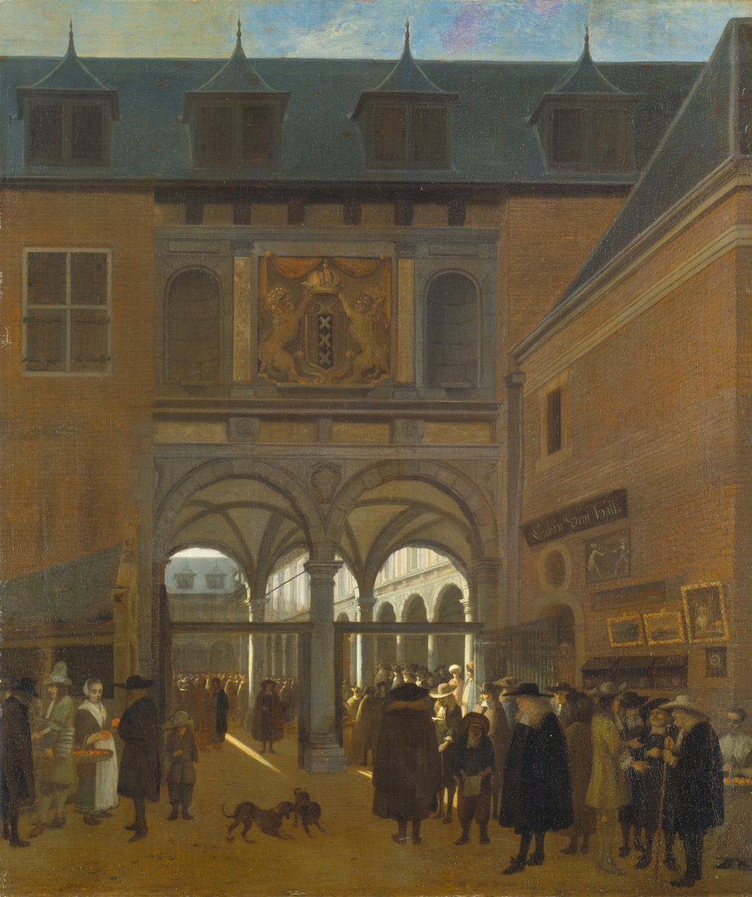 Börsen i Amsterdam, ca 1675-80 (olja på duk) av Job Berckheyde