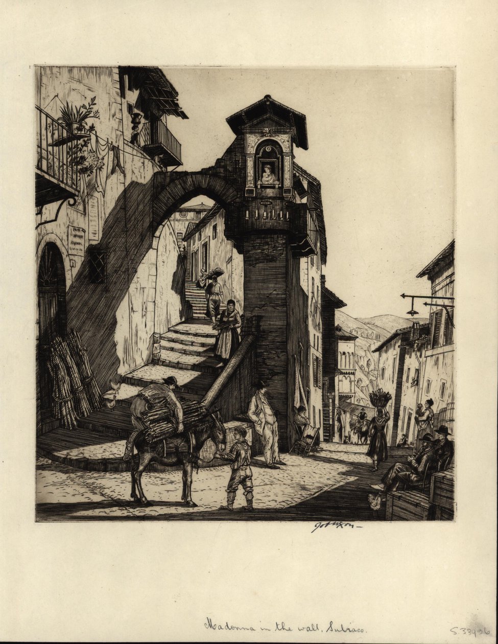 Madonna in the Wall, Subiaco, 1929 (torrnålsgravyr) av Job Nixon