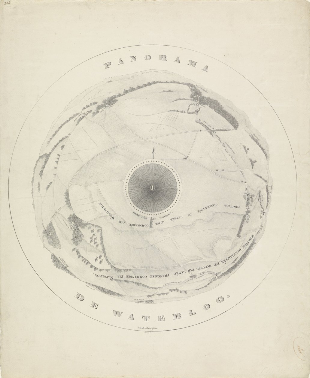 Panorama över slagfältet i Waterloo, 1815 Panorama de Waterloo (titel på objekt) av Jobard frères
