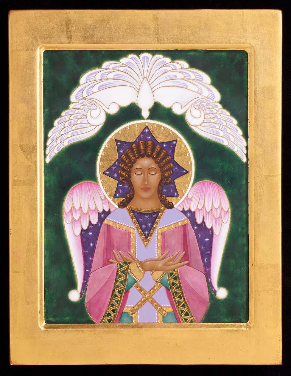 Angel of Silence, 2015 (äggtempera och 24k guld på trä) av Jodi Simmons