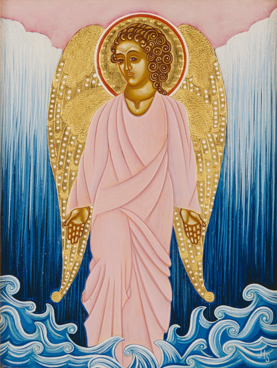 Gabriel, Angel of Water, 2004 (äggtempera och 24k guld på trä) av Jodi Simmons
