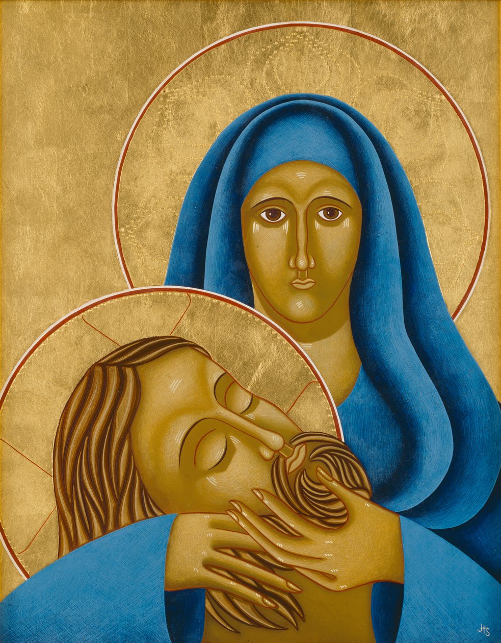 Pieta, 2004 (äggtempera och 24k guld på trä) av Jodi Simmons