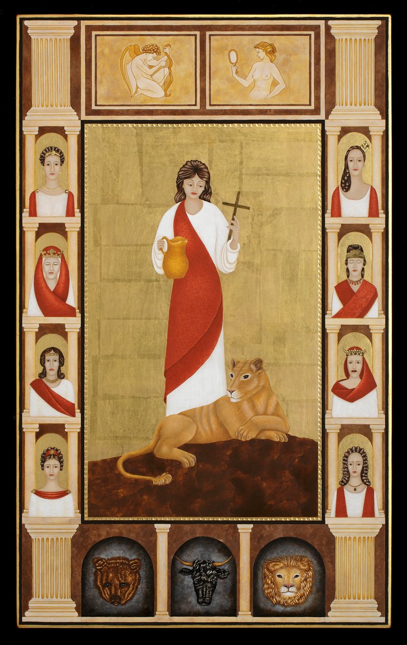 Saint Thecla, 2014 (äggtempera och 24k guld på trä) av Jodi Simmons