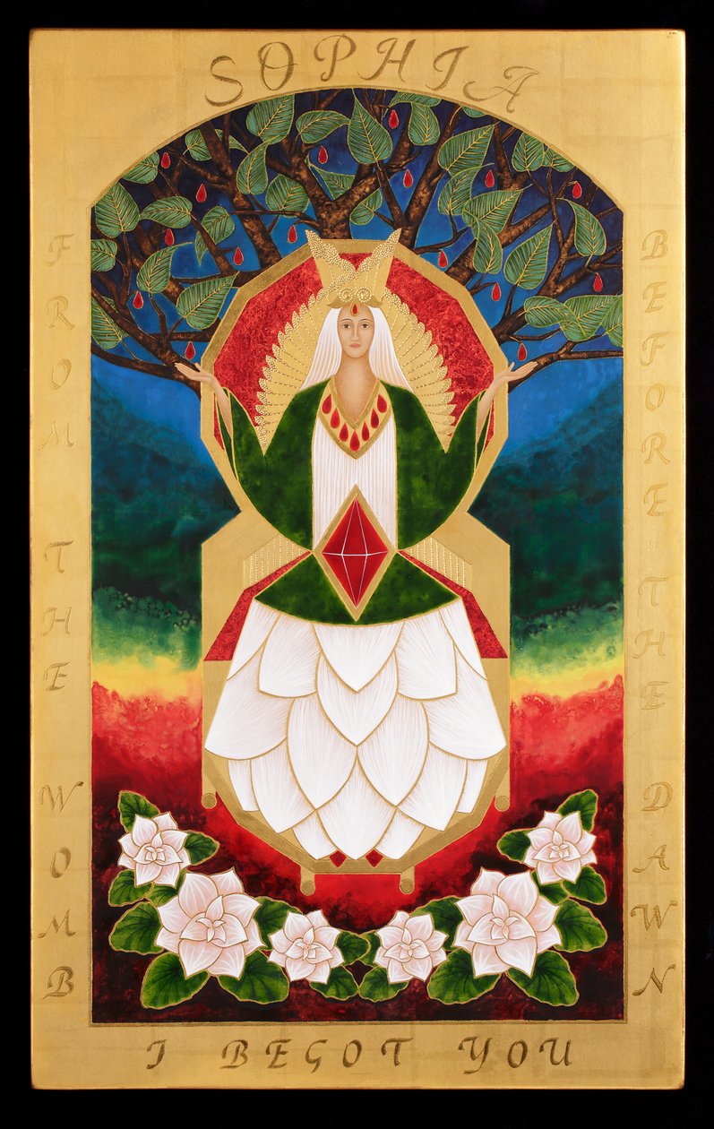 Sophia, 2015 (äggtempera och 24k guld på trä) av Jodi Simmons