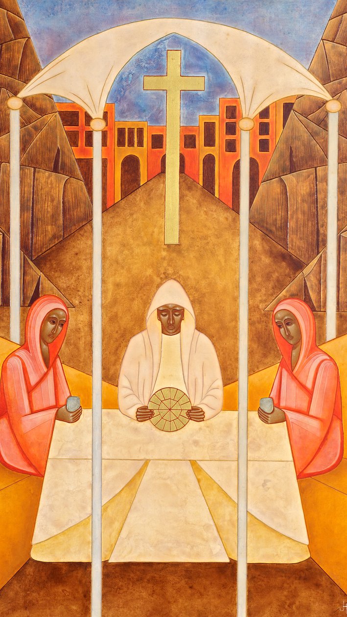 Nattvarden vid Emmaus, 2011 (äggtempera och 24k guld på trä) av Jodi Simmons