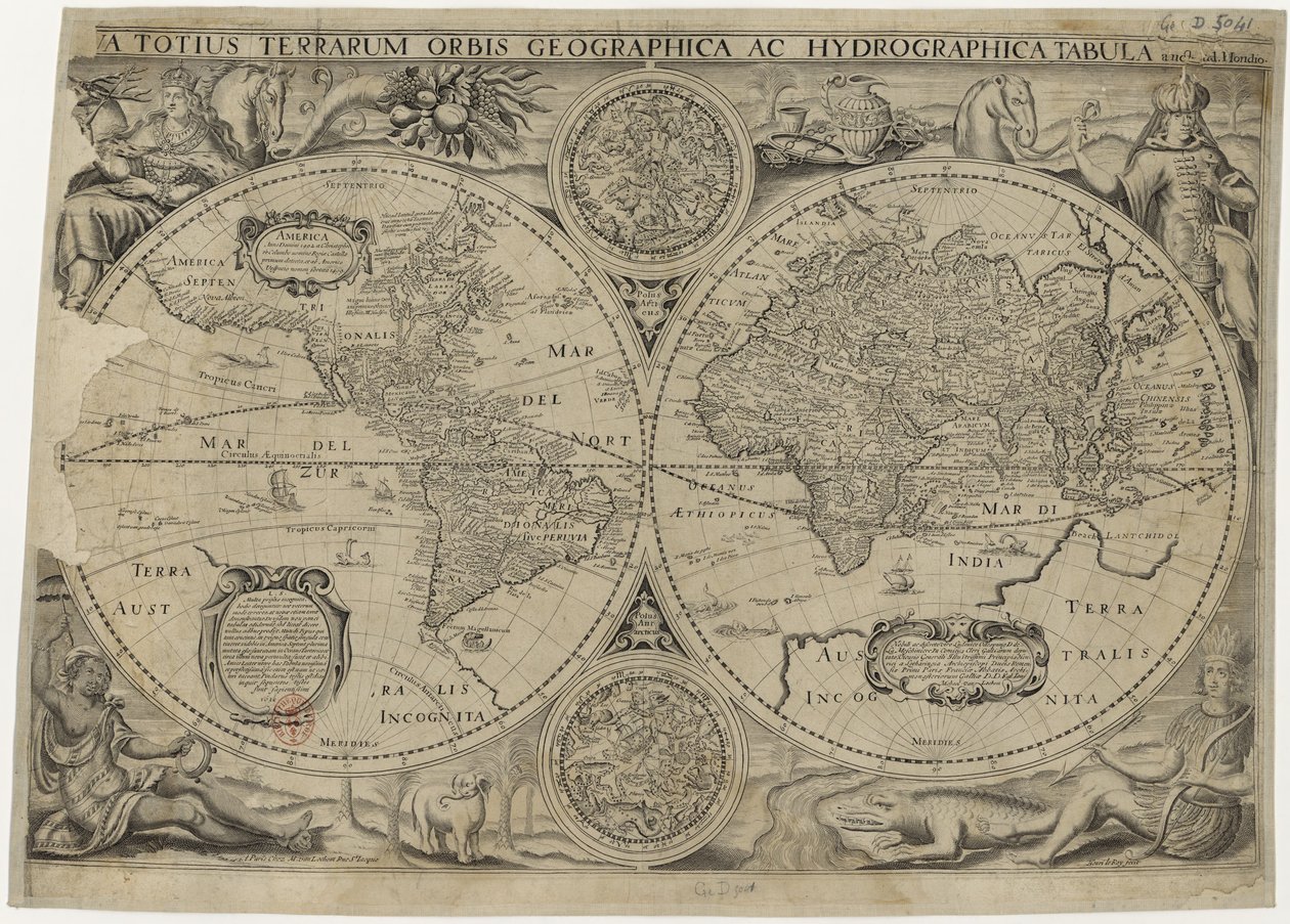 Karta över världen, 1631 av Jodocus Hondius