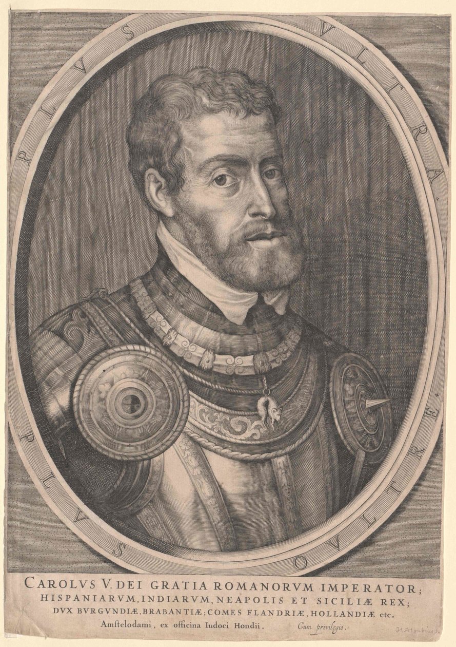 Tysk-romerska kejsaren Karl V (tryck) av Jodocus The Younger Hondius