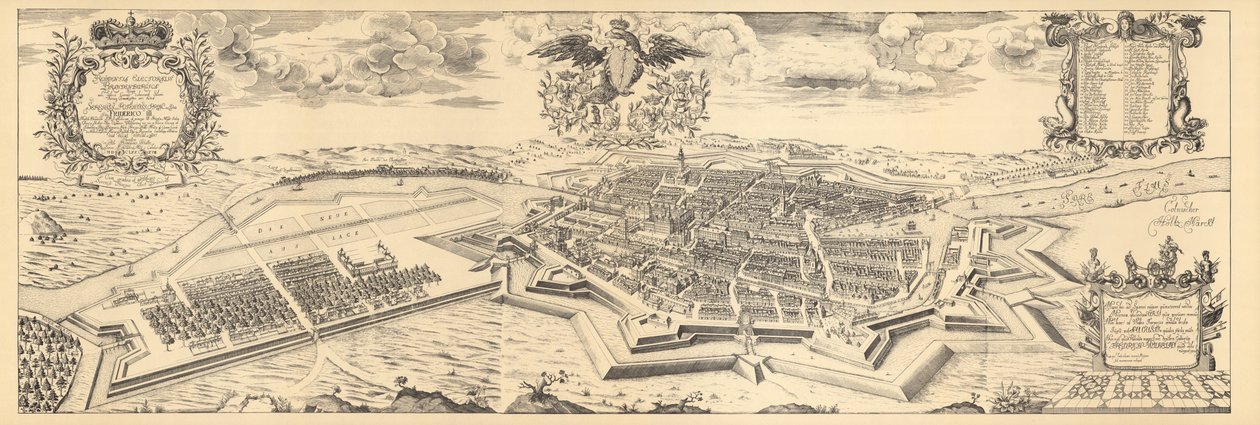 Karta över Berlin och Coelln, 1688 av Joh. Bernhard Schultz