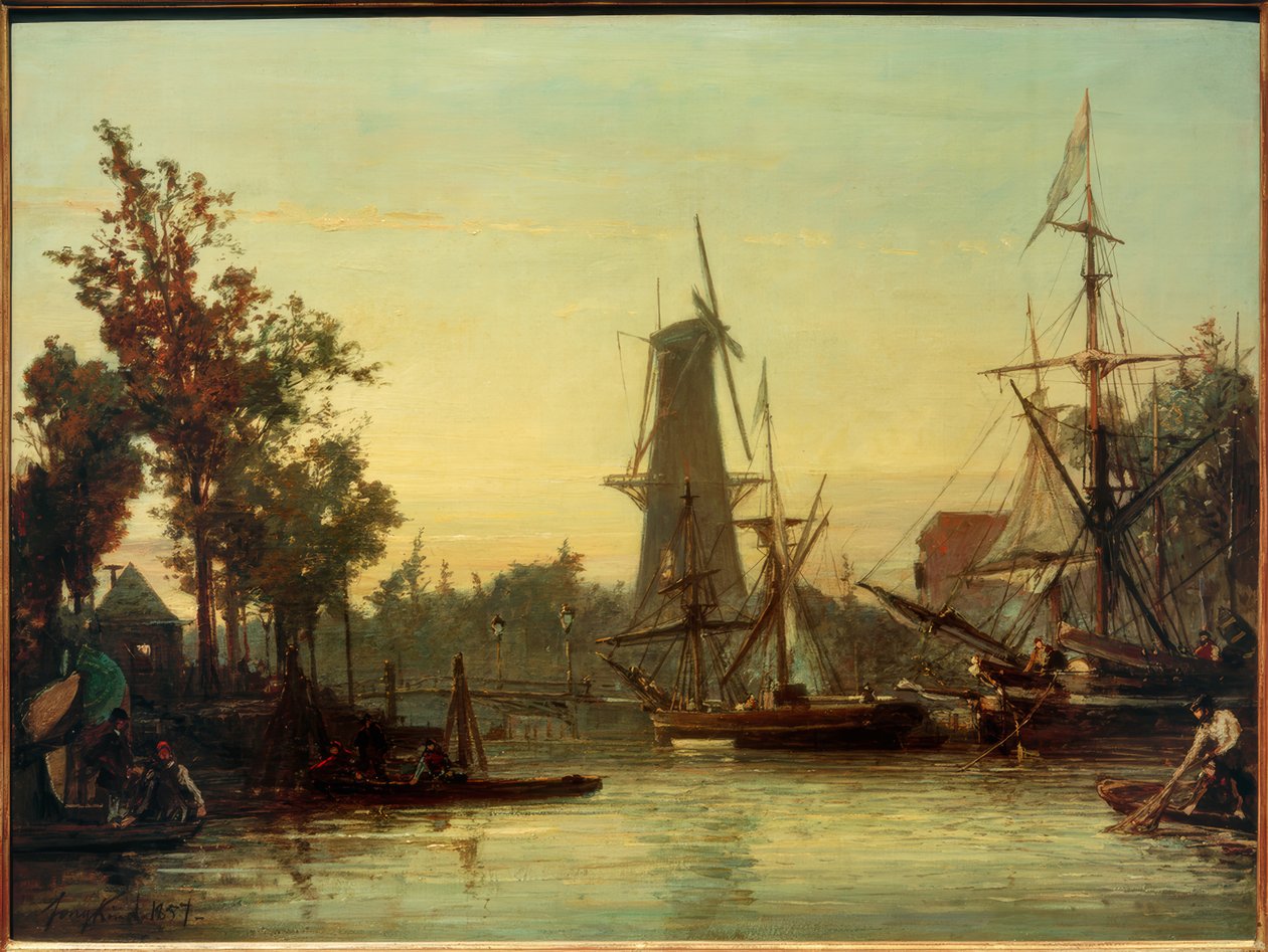 Inlandshamnen i Rotterdam av Johan Barthold Jongkind