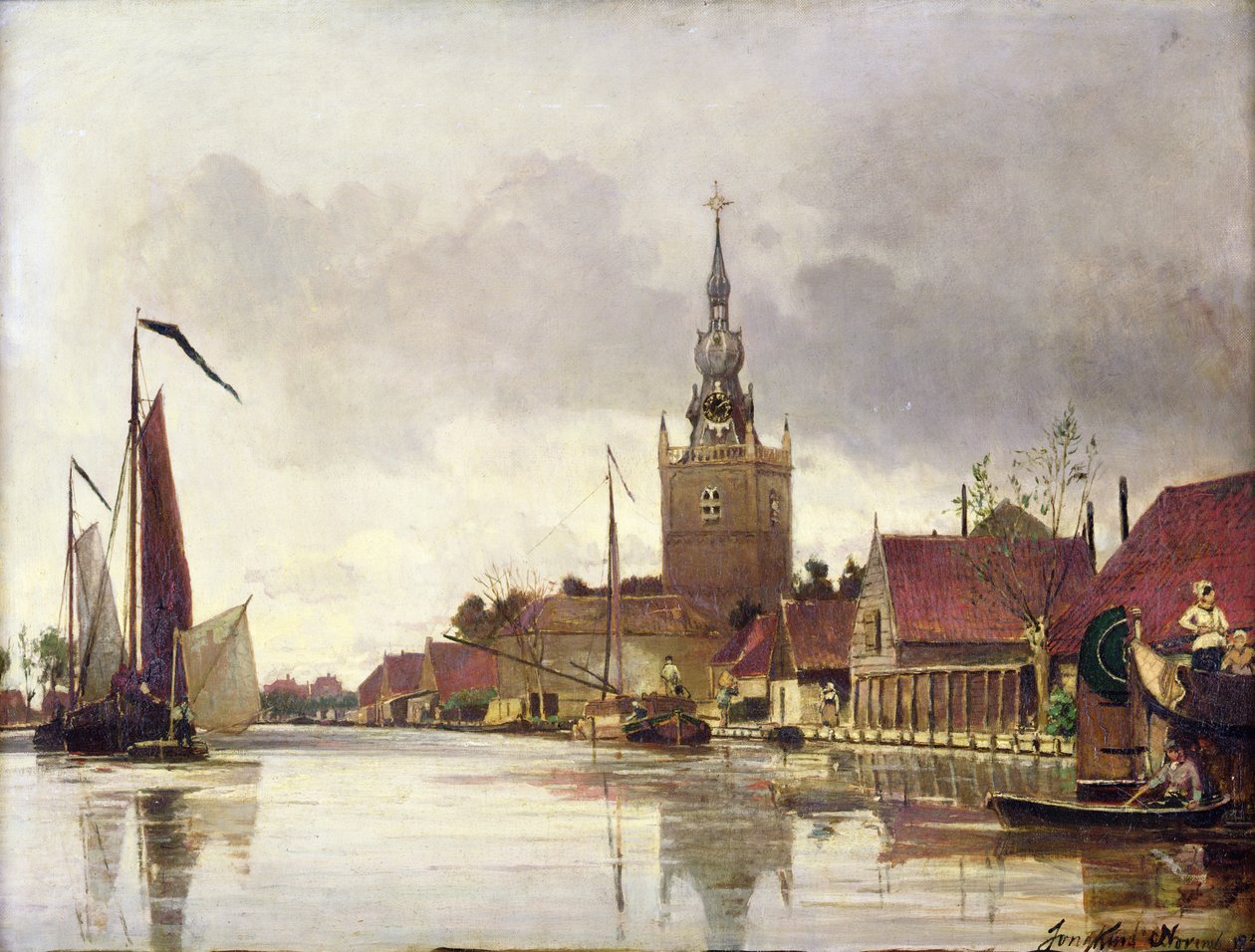 Utsikt över Overschie nära Rotterdam, 1856 av Johan Barthold Jongkind