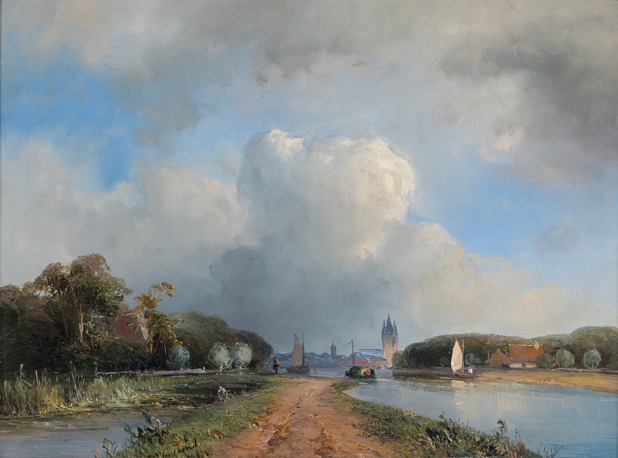 Utsikt över Vliet nära Delft, 1844 av Johan Barthold Jongkind