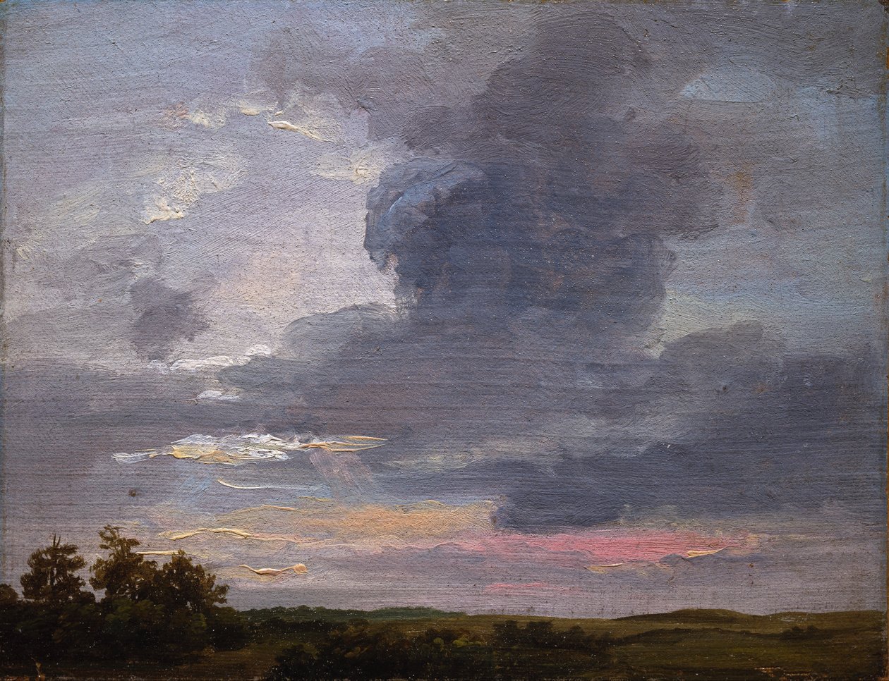 Molnstudie över platt landskap av Johan Christian Dahl