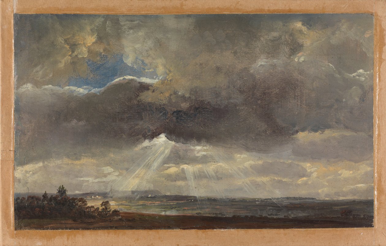 Moln och solstrålar över Windberg nära Dresden av Johan Christian Dahl