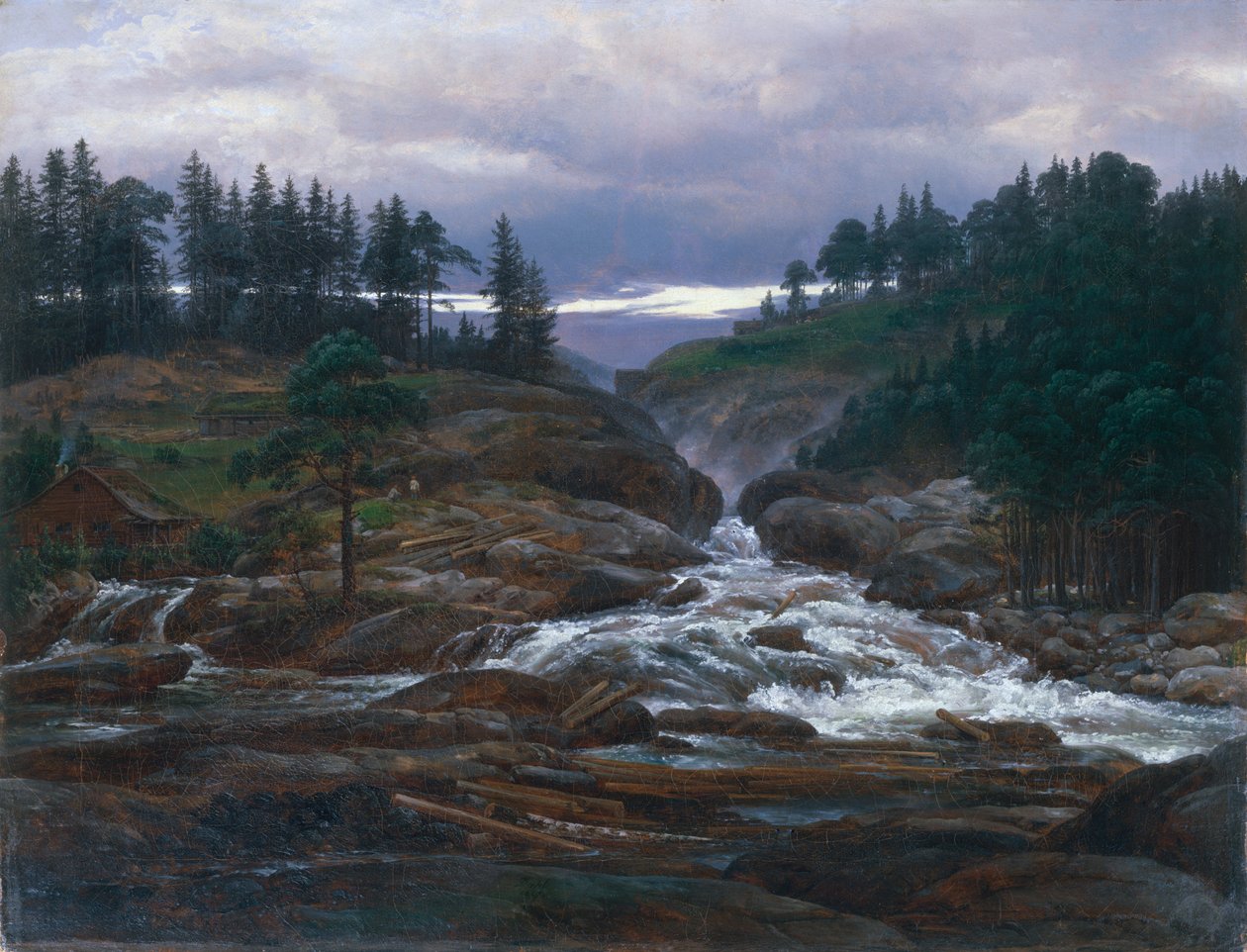 Labrofoss nedre fall av Johan Christian Dahl