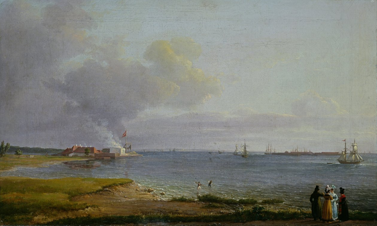 Utsikt över Öresund nära kalkverket av Johan Christian Dahl