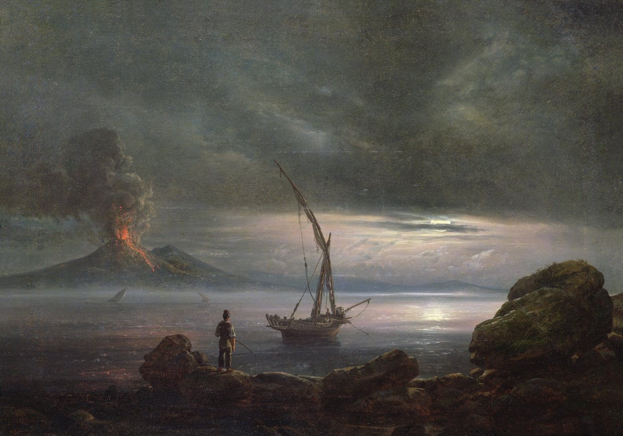 Vulkan på kvällen, Sicilien av Johan Christian Dahl