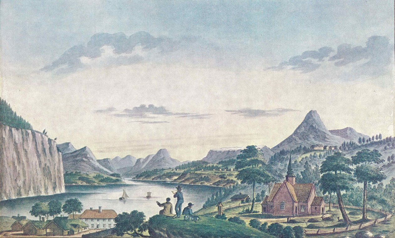Utsikt från Stranda mot Tafjord/Norddalsfjord av Johan F. L. Dreier