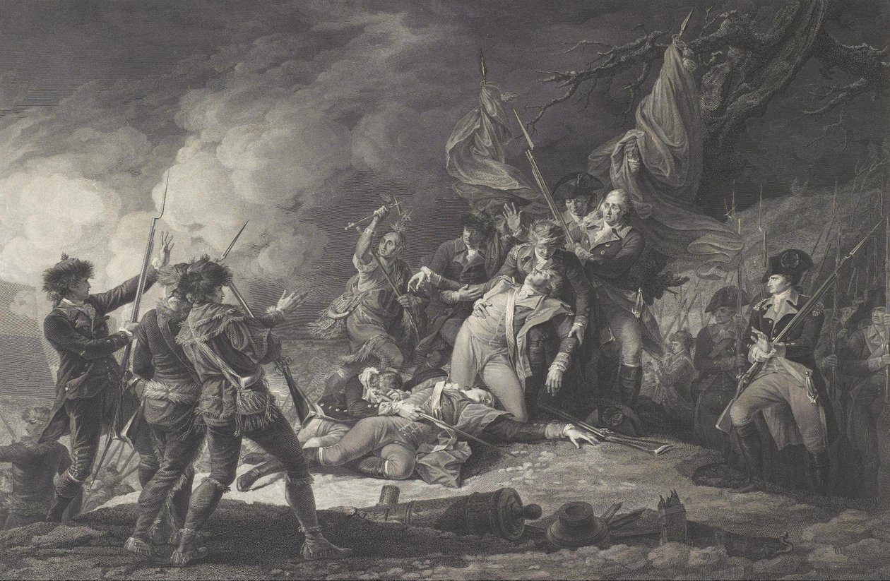 General Montgomery död, i attacken av Quebec, december 1775 av Johan Frederik Clemens