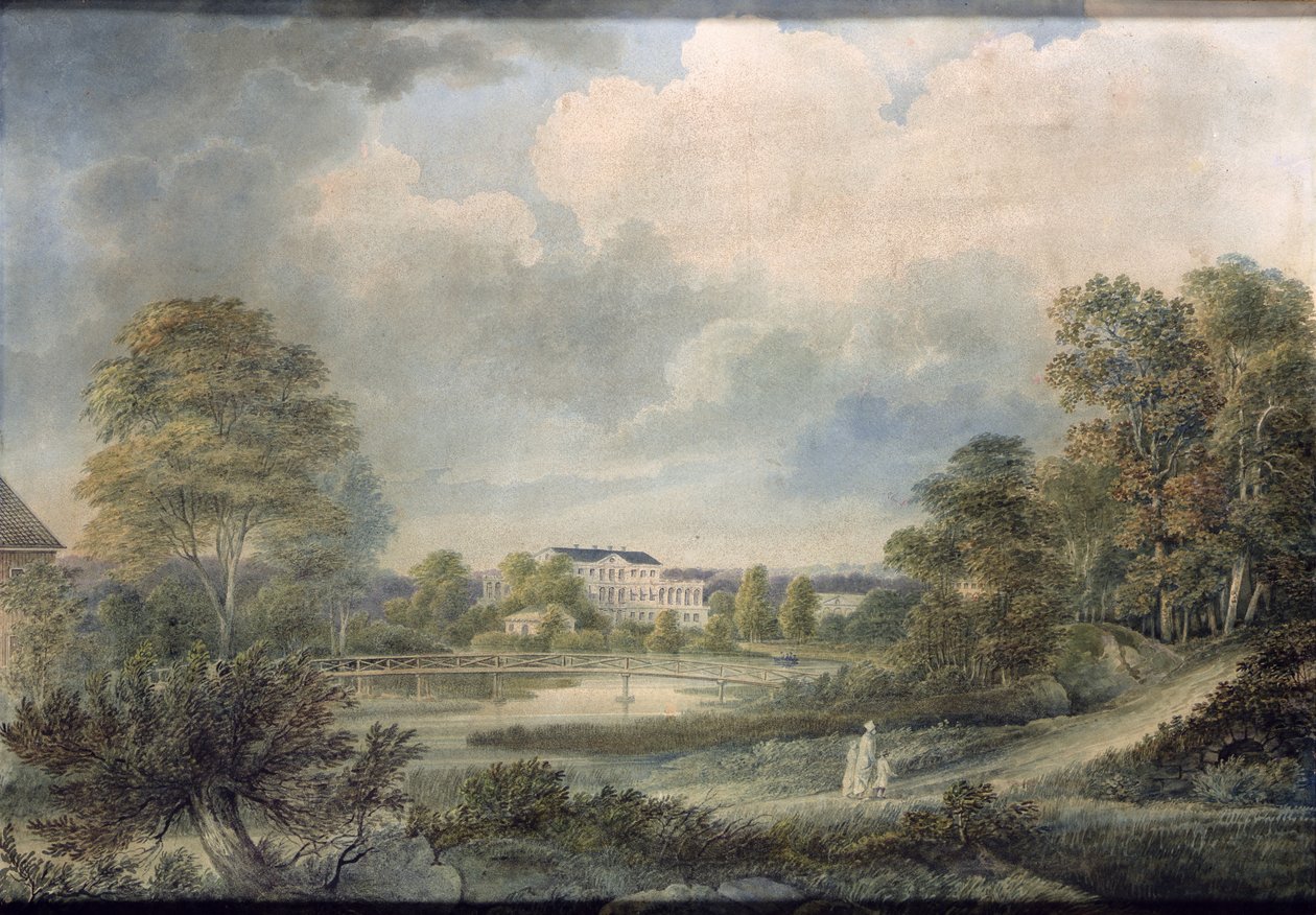 Utsikt över Safslaholms slott i Sverige av Johan Fredrik Julin