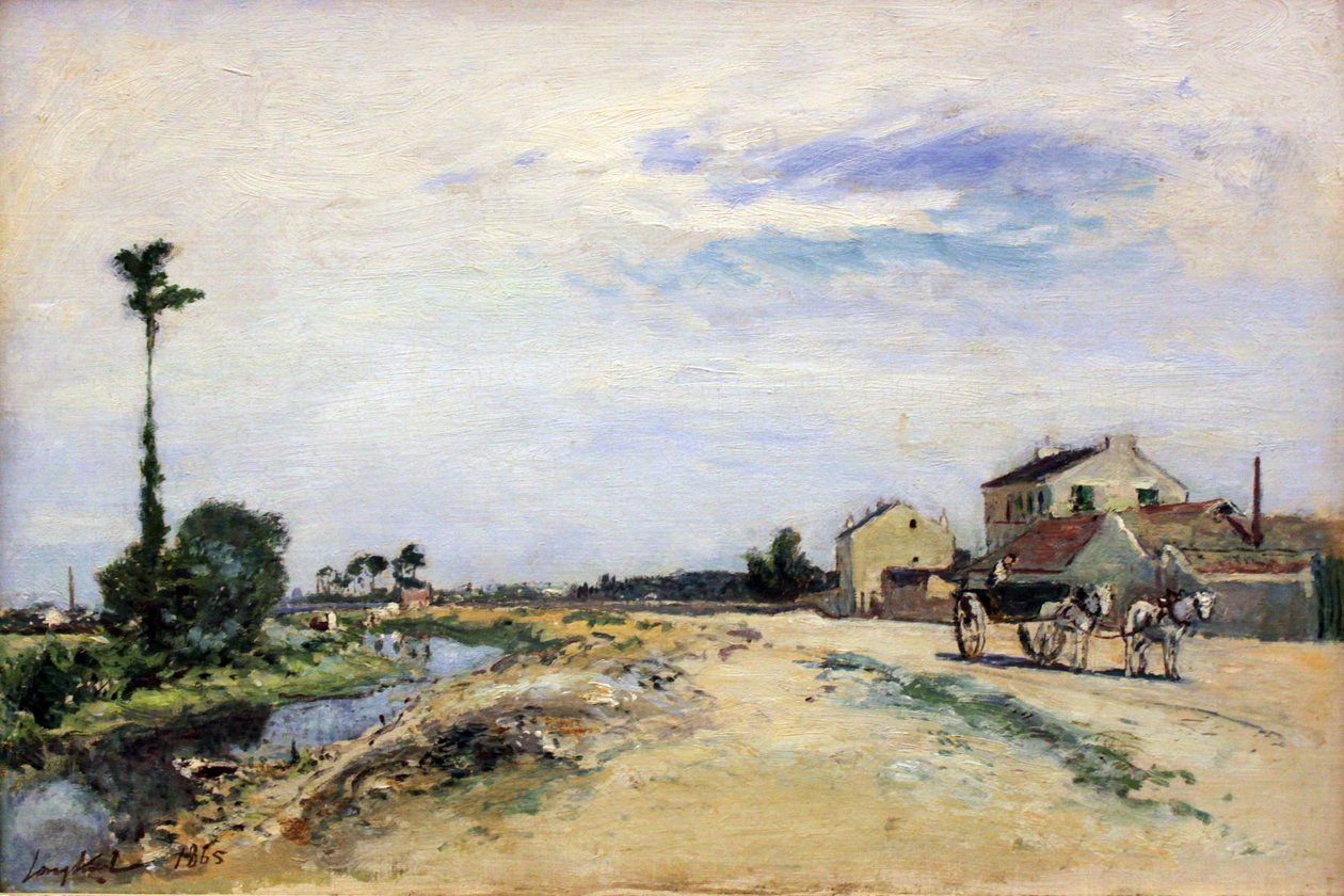 Little channel along the Seine at Meudon av Johan Barthold Jongkind